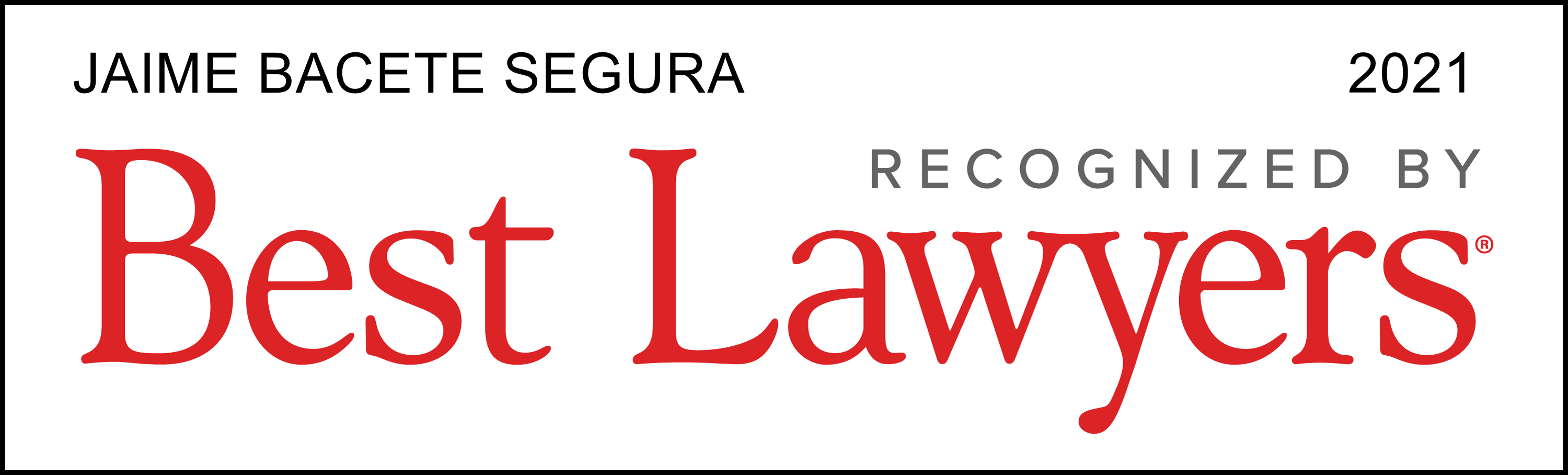 Certificado de reconocimiento de Best Lawyers